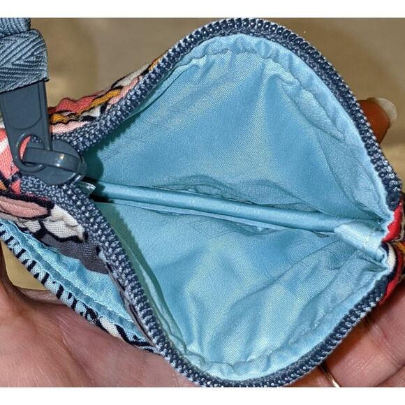 Vera Bradley Tropical Evening Coin Purse Floral On Gray Background GUC - Picture 3 of 3